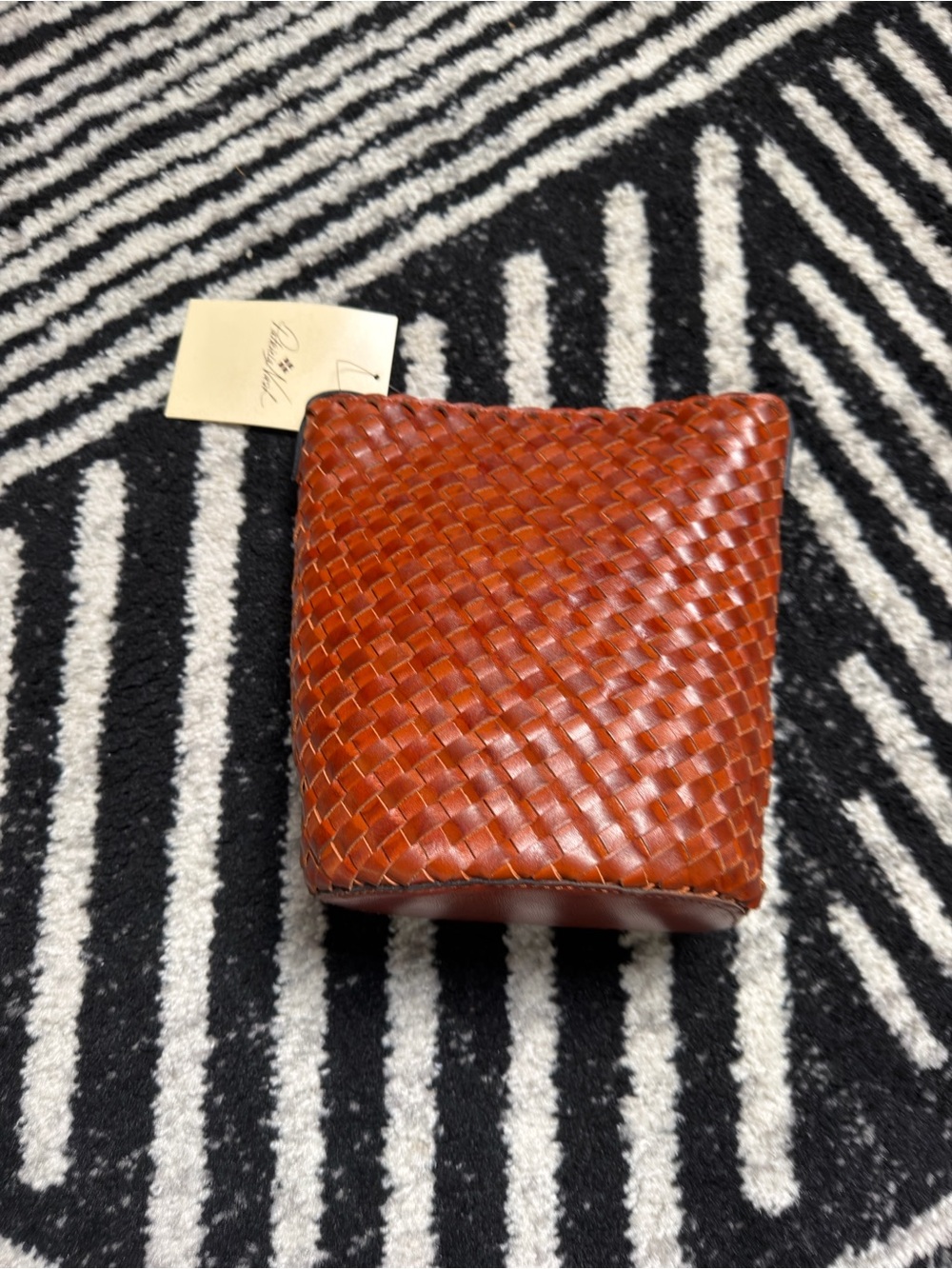 Woven Leather Crossbody Bag in Cognac Brown - Picture 2 of 3